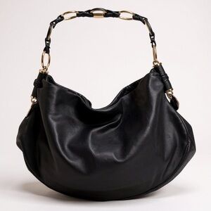 Yves Saint Laurent Vintage Mombasa Hobo Bag – Black Leather, Gold-Tone Handle